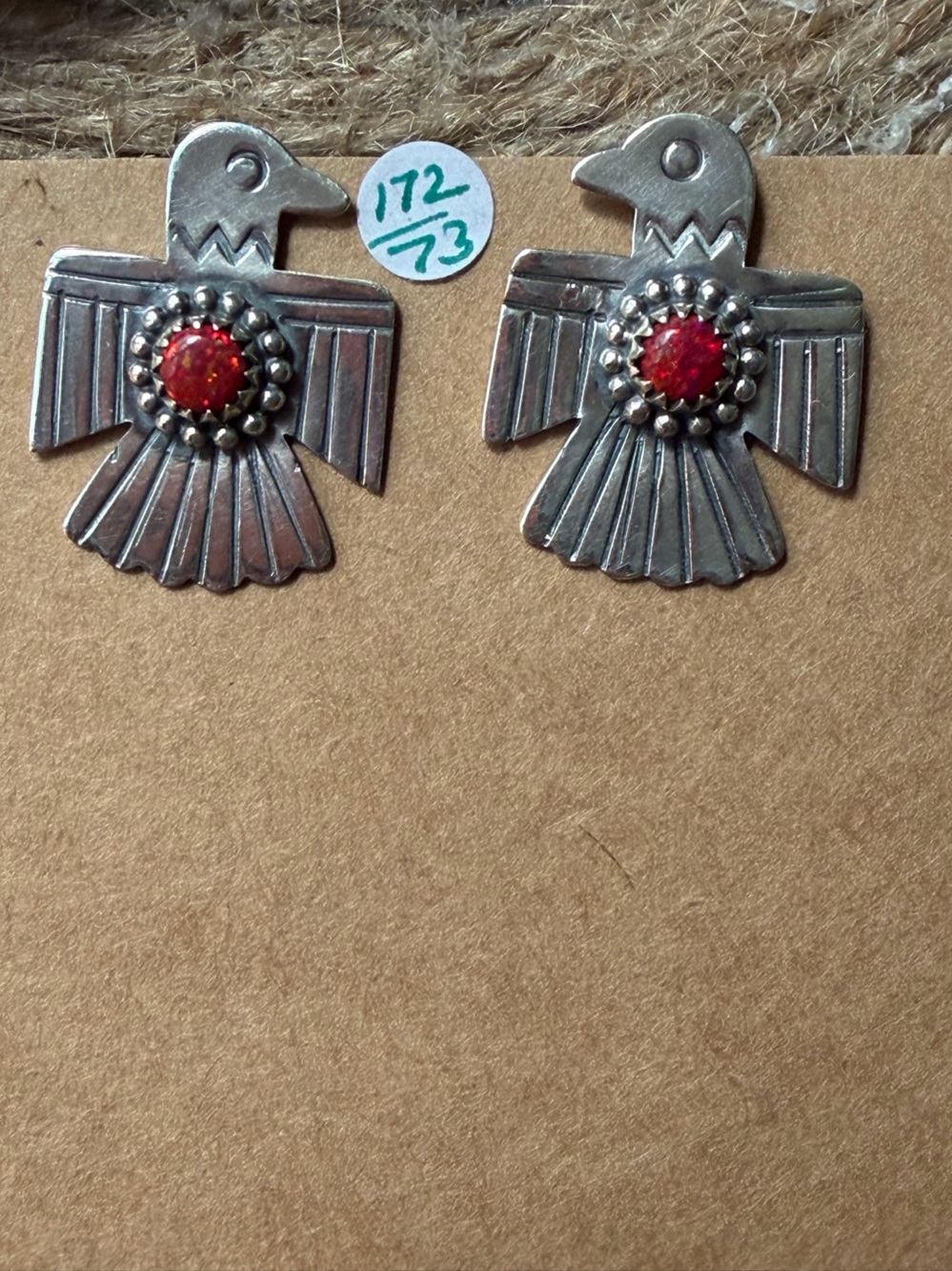 Sterling Silver Red Opal Stone Floral Statement Earrings